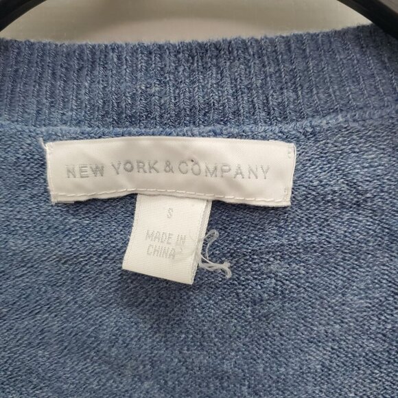 New York & Company Women's Blue Soft Acrylic Gem Button Up LS Cardigan Size S - Picture 3 of 6
